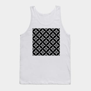 Traditional Japanese Shippo Flowers Pattern Black and White Tank Top